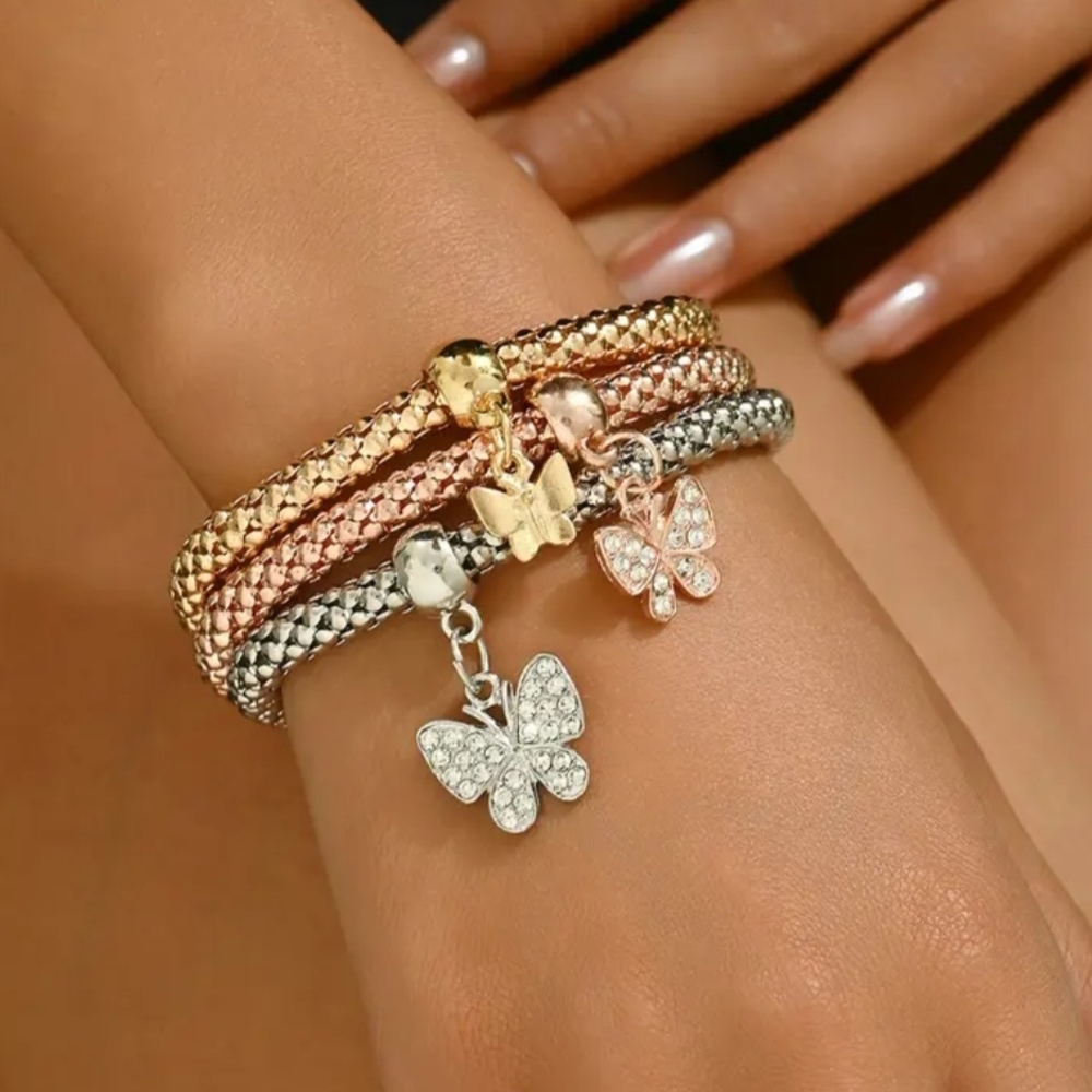 Stackable Bracelets With Butterfly Charms - Picture 4 of 4